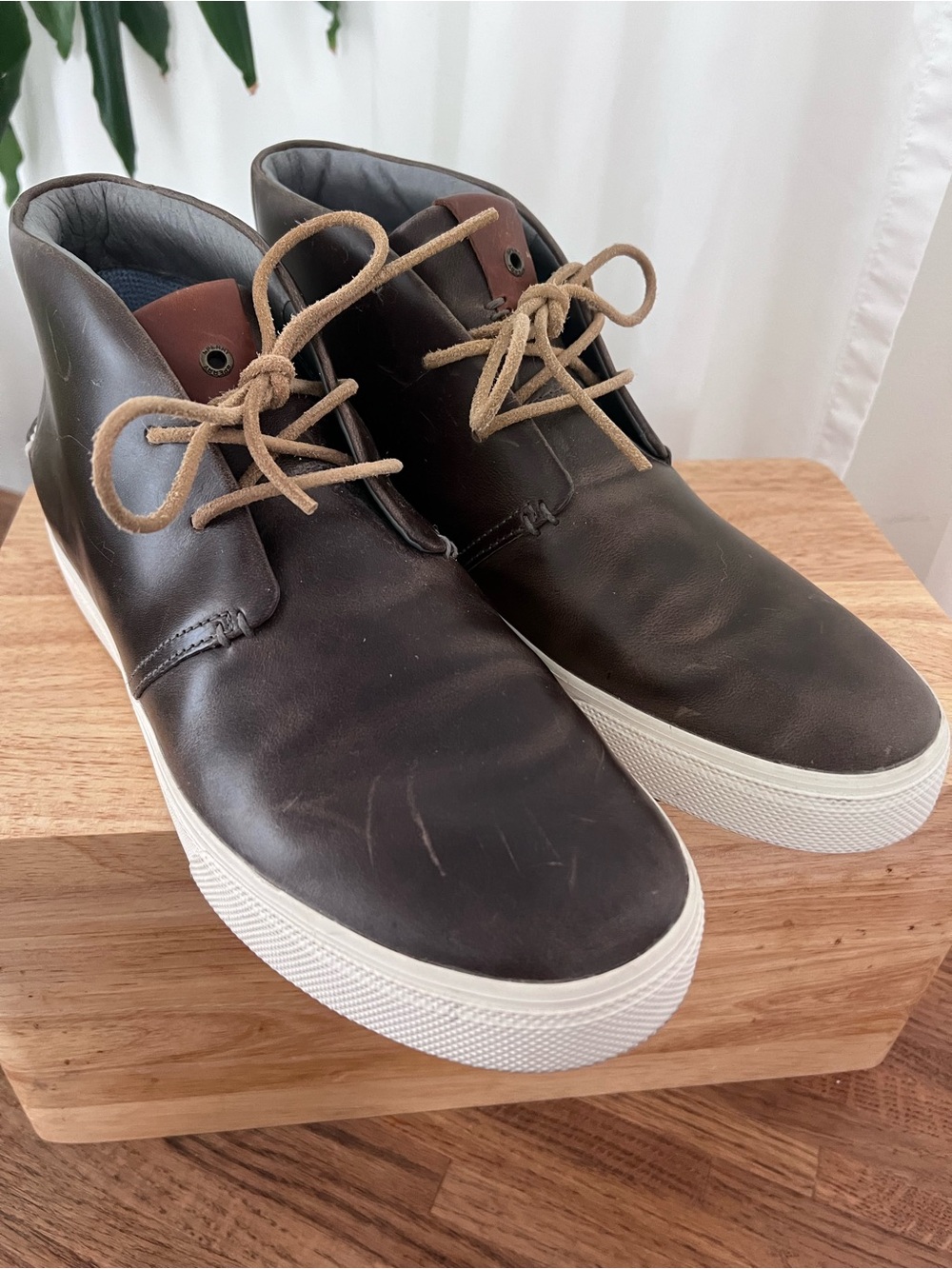 Sperry Dark Brown Leather Chukka Boots with White Sole